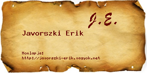 Javorszki Erik névjegykártya